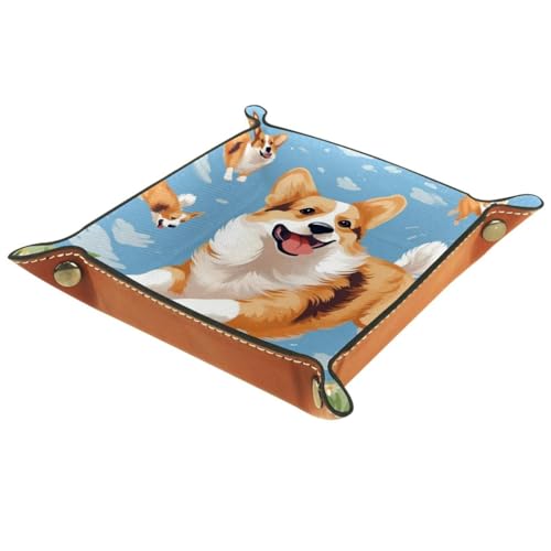 Daisy Corgi Dice Tray PU Leather Dice Rolling Tray Folding Dice Holder for Dice Games, Like RPG, DND and Other Table Games - color: Multi 8