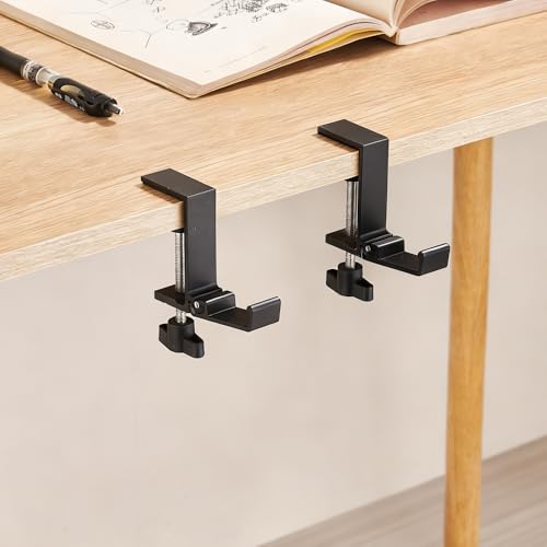 Foldable Headphone Stand Hanger Holder Under Desk Aluminum Alloy Headset Stand Fit for Gaming PC Accessories Universal Space Save Mount Clamp Hook Suitable for Xbox/PS4 Controller Office Computer Desk - color: Black