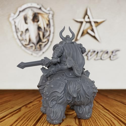 AUSPDICE Fantasy Tabletop Miniatures 28mm Scale for TTRPG - AS248 | Unpainted DND Minis Figurine for Dungeon Masters, Humanoid Miniature Game RPG Accessory - Dwarf Warrior & Warbear