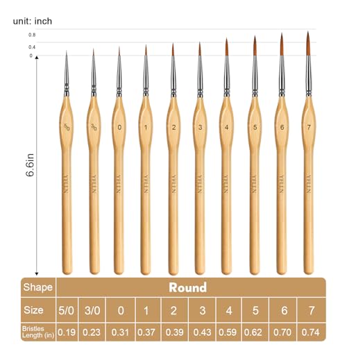 Miniature Paint Brushes Kit, Fine Detail Painting Brush Professional Tiny Paints Brush Set for Art Watercolor Oil Acrylic,Craft Models Rock Painting - size: 10PCS
