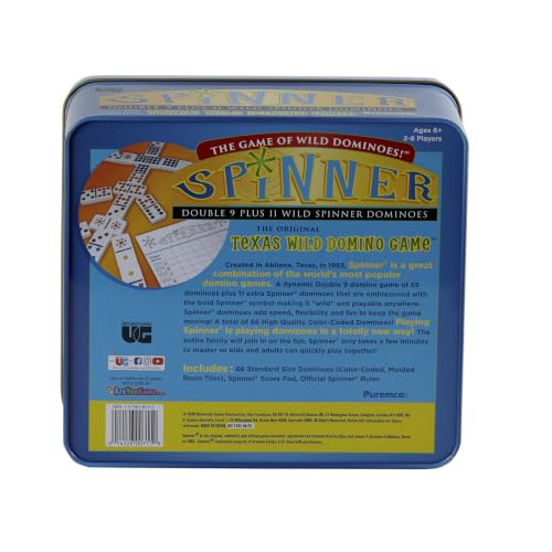 University Games, Spinner Game of Wild Dominoes in On-the-go Travel Tin , for 2 to 8 Players Ages 6 and Up
