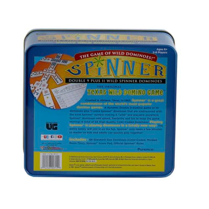 University Games, Spinner Game of Wild Dominoes in On-the-go Travel Tin , for 2 to 8 Players Ages 6 and Up