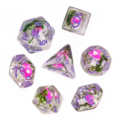 UDIXI Mushroom DND Dice Resin Polyhedral Dice Set for D&D RPG Tabletop Game | Velvet Storage Bag, DM Gift, for Dungeons and Dragons Role Playing Games Board Games - color: Mushroom Seaweed