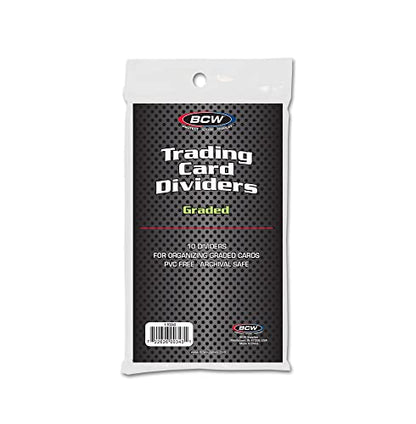 BCW Graded Trading Card Dividers - 10 ct | Archival Quality, Write-On Index Tab, 3 1/4 X 5 11/16 Inches | Fits Graded Shoe Boxes and Super Vault Boxes | Card Collection Organizer Dividers