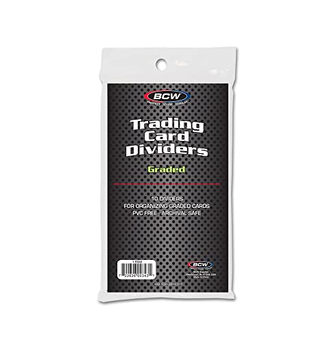 BCW Graded Trading Card Dividers - 10 ct | Archival Quality, Write-On Index Tab, 3 1/4 X 5 11/16 Inches | Fits Graded Shoe Boxes and Super Vault Boxes | Card Collection Organizer Dividers