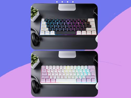 SAMA Gaming Keyboard 60 Percent, 61 Keys RGB Backlit Wired, Waterproof, Compact & Portable for PC/Mac Gamer, Travel & Business Trip - White Purple
