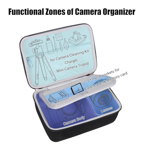 Case for Nikon D7500/ D3100/ D3200/ D3400/ D3500 Digital Camera,Lens, Memory Card,Card-reader,Charger,Battery,Mini camera tripod, Compact Camera Travel Carrying Organizer (Case Only)