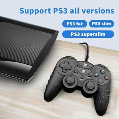 NBCP Wired PS3 PC Game Controller TV Box USB Steam Gamepad joystick Joypad with Dual Vibration Feedback Turbo Trigger for Windows 7/8 /8.1/10/ Laptop - color: Black for Wired PC