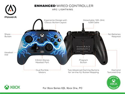 PowerA Enhanced Wired Controller for Xbox Series X|S - Arc Lightning, Officially Licensed for Xbox - color: Arc Lightning