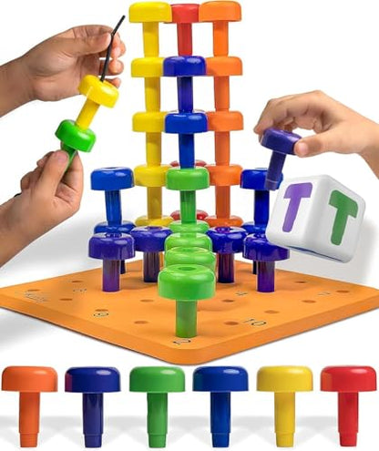Peg Board Set - Montessori Toys for 2 Year Old - 33 Pc Peg Board for Kids - Occupational Therapy Toys with Pegs, Dice, Lacing String & Storage Bag - Montessori Toys for 2+ Year Old | Occupational Therapy Toys with Pegs, Dice, Lacing String & Storage Bag -