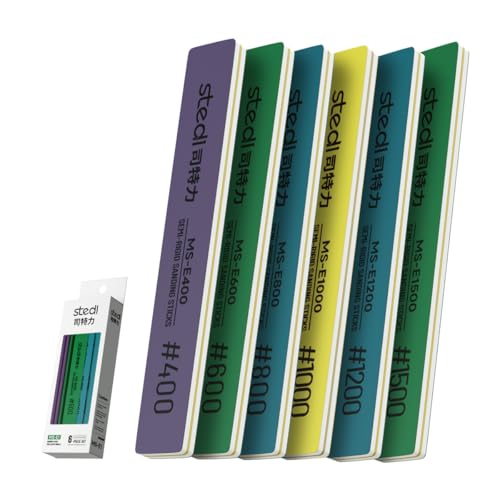 stedi Sanding Sticks, Model Hobby Making Tools,(400-1500 Grit) | Polishing Sanding Sticks Tools for Gundam Repairing Plastic Miniature Model 6PCS(#400+#600+#800+#1000+#1200+#1500) - style: 6PCS(#400+#600+#800+#1000+#1200+#1500)