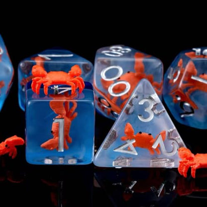 Resin Dice Set,Polyhedral Dice Crab Dice,RPG D&D Dice Set for Dungeons and Dragons MTG RPG Role Playing Games - color: Crab
