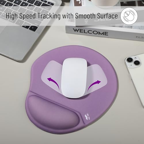 Mr. Pen- Ergonomic Mouse Pad with Wrist Rest | Purple Breathable Fabric with Memory Foam Cushion, Non-Slip Rubber Base, Gel Mouse Pad with Wrist Support - color: Purple