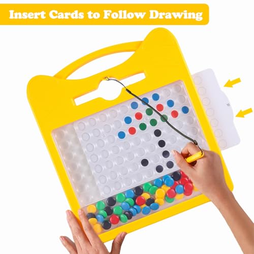 Magnetic Drawing Board for Kids, Toddler Magnet Doodle Board with 2 Pens, Magnetic Dot Art, Fine Motor Skills Toys, Airplane Travel Essentials Toys for Boys Girls (Yellow Cat) - color: Yellow Cat