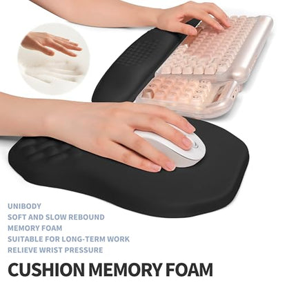 2-in-1 Ergonomic Set, Wave Keyboard Wrist Rest and Massage Slope Mouse Pad Wrist Support, Rebound Memory Foam for Relieve Carpal Tunnel Syndrome and Wrist Pain (Black) - color: Black
