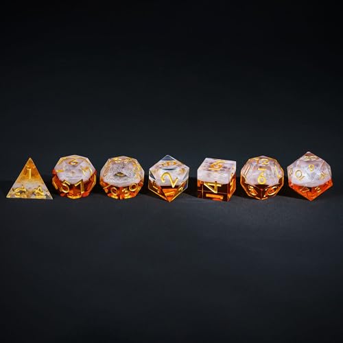 7PCS Beer Dice Set,Handmade Sharp Edge Dice Set D&D RPG Polyhedral Die,for Dungeons and Dragons TTRPG Games Roleplaying Games Pathfinder,with Gift Box. - color: Beer