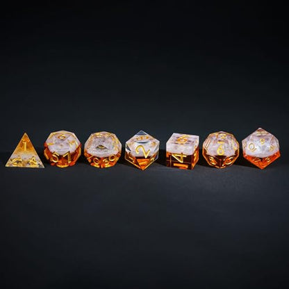 7PCS Beer Dice Set,Handmade Sharp Edge Dice Set D&D RPG Polyhedral Die,for Dungeons and Dragons TTRPG Games Roleplaying Games Pathfinder,with Gift Box. - color: Beer