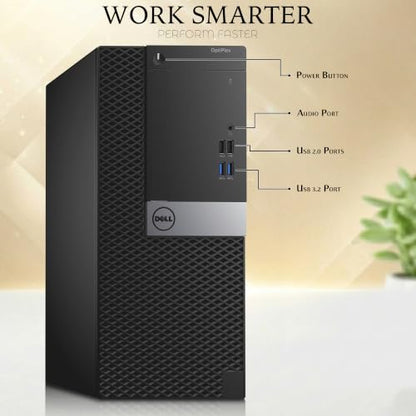 Dell Gaming Tower Desktop PC – Intel Core i5-6500 – 16GB RAM – 512GB SSD – GeForce GTX 1050 Ti – New 24" LED Monitor – Keyboard & Mouse – Windows 11 Pro – Gaming Computer (Renewed)