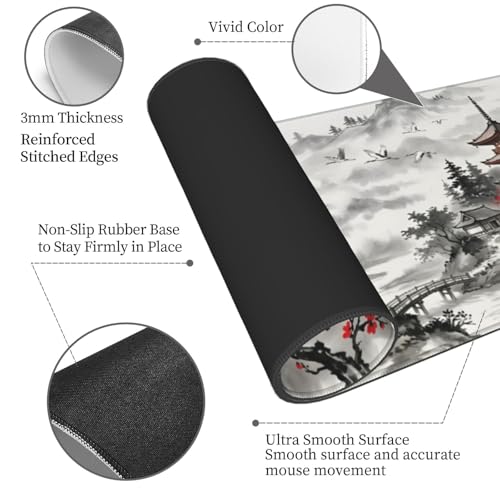 Extended Gaming Mouse Pad, Large Mouse Mat, XL Desk Pad for Keyboard and Mouse, Non-Slip Rubber Base & Stitched Edges for Gamer Office 31.5x11.8 in - color: 17