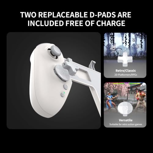 ASRVA Switch 2 Controller Hall Effect Joystick, 9-Axis Gyro, Turbo, Dual Vibration, 4 Game Card Slots, 2 Replaceable D-pad Caps, Ergonomic Open-Top Replacement Wired Joypad for Nintendo Switch 2（White） - color: White