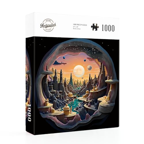 3D Visual Art Jigsaw Puzzles for Adults 1000 Pieces, Cave Alien Planet Landscape, Challenging Family Puzzle Puzzles, Great Gift Idea,Size 24x24 in - color: 3d Alien Frontier