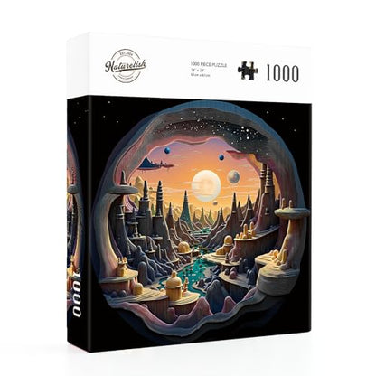 3D Visual Art Jigsaw Puzzles for Adults 1000 Pieces, Cave Alien Planet Landscape, Challenging Family Puzzle Puzzles, Great Gift Idea,Size 24x24 in - color: 3d Alien Frontier