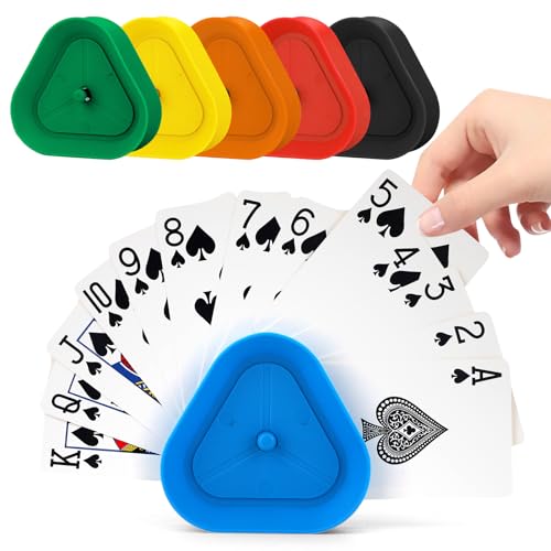 4-Pack Card Holder for Playing Cards Triangle Shaped Little Hand Palying Card hoders for Poker, UNO & Game Nights Travel-Friendly Organizer for Kids & Adults - color: 6 Colors