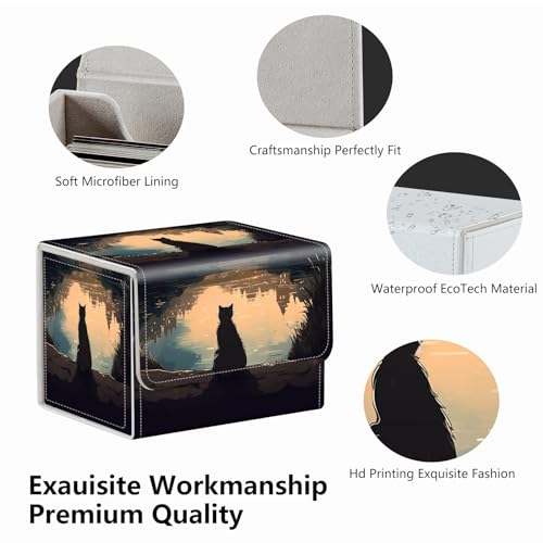 Strong Magnet Card Case Deck Box Mtg Card Box Playing Card Box Magic Deck Box Tcg Up to 200 Cards Creative Pattern Trading Card Storage Box for Collectible Card Games, A Pretty Cat - color: A Pretty Cat