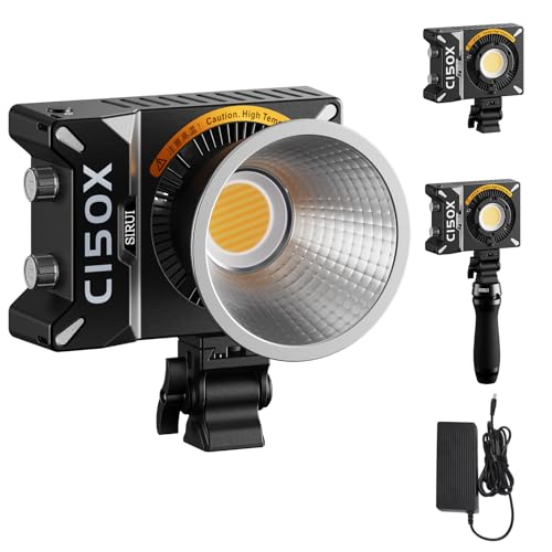 SIRUI Super Bulbs C150X 150W LED Video Light, COB Portable Photography Camera Light Bi-Color 2800K-6500K with Reflector Bluetooth App Brightness Control Continuous Output Lighting (C150X-COMBO-AM) - size: C150X