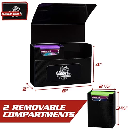Monster Protectors Magnetic Double Deck Box- Yellow, Holds 150 TCG Cards, Self-Locking Closure- Compatible with Pokémon, MTG Magic: The Gathering, & Yu-Gi-Oh | Fits Standard & Small Size Trading Cards - color: Yellow