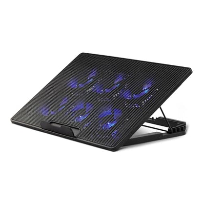 Amazon Basics Laptop Cooling Pad Stand with 6 Quiet Fans, Height Adjustable, for 12-17 inch Laptops, with USB-A and USB-C Ports