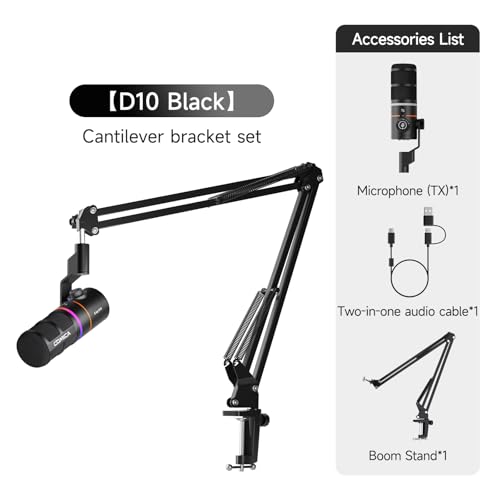 COMICA EJoy D10(A) USB/XLR Dynamic Gaming Mic with Boom Arm, Noise Cancel | Cardioid Dynamic Capsule, 48khz/24bit, 4-Level Gain & Real-Time Monitor, Streaming Microphone for Gamers Pc/Laptop/Ps5 - color: Black