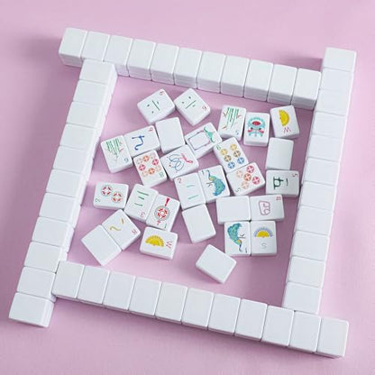160 Engraved American Mahjong Game Set with Carrying Bag and Accessories, 1.2’’ Mahjong Tile Set - color: 1-white