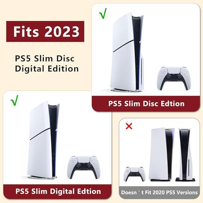 Carrying Case Compatible with PS5 SLIM 2023, Hard Shell Travel Case Protective Bag for Play Station 5 Slim Disc and Digital Edition Console, Controllers, Vertical Base, Disc and Cable Accessories
