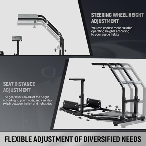 Marada Standing Racing Simulator Cockpit Racing Wheel Stand Fit for Logitech G25 G27 G29 G920 G923, for Thrustmaster T300 T500 T300RS, for Fanatec Adjustable,Without Wheel Pedal & Shifter