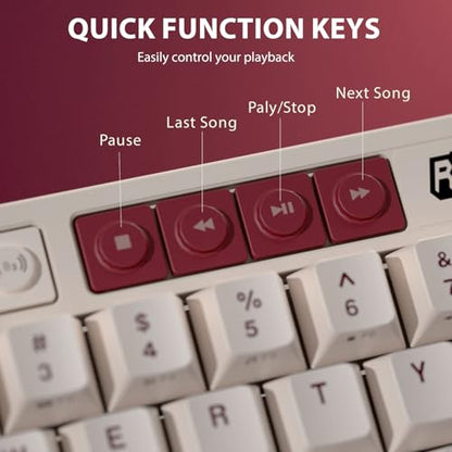RK ROYAL KLUDGE M65 Wireless Mechanical Keyboard with Volume Knob, 60% Tri-Mode Gaming Keyboard 2.4G/BT/USB-C, Gasket Mount, Battery Display, PBT Keycaps, Hot-Swappable Cream Switch, White - color: red, size: cream switch