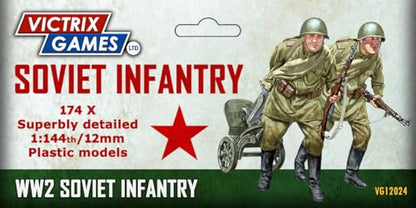 Wargames Delivered - Victrix 12mm Scale Soviet Infantry & Heavy Weapons Set with Bonus Miniature STL Download – 174 Highly Detailed WW2 Miniatures Set –with Riflemen, SMG Troops, Snipers & Tank Riders