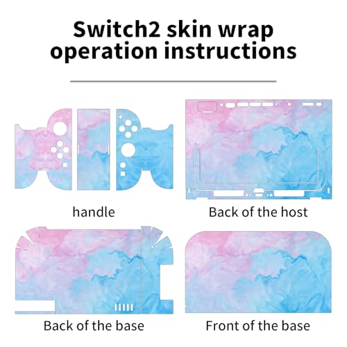 for Nintendo Switch 2 Skin Wrap Cover Decal Sticker Wrap Vinyl Mixed-Color Pattern (Blue-Pink) - color: Blue-Pink