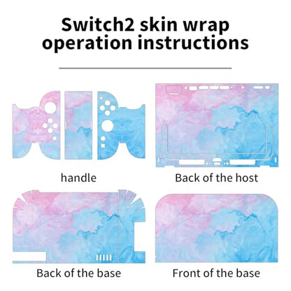 for Nintendo Switch 2 Skin Wrap Cover Decal Sticker Wrap Vinyl Mixed-Color Pattern (Blue-Pink) - color: Blue-Pink