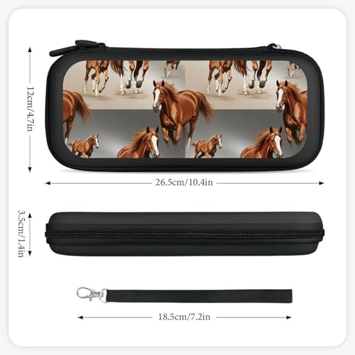 Travel Handheld Carrying Case for Switch, Running Brown Horse Travel Storage Holder with Mesh Pocket, Hard Shell Protective Bag with 15 Game Cartridges - color: Design (213)