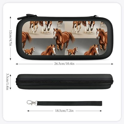 Travel Handheld Carrying Case for Switch, Running Brown Horse Travel Storage Holder with Mesh Pocket, Hard Shell Protective Bag with 15 Game Cartridges - color: Design (213)