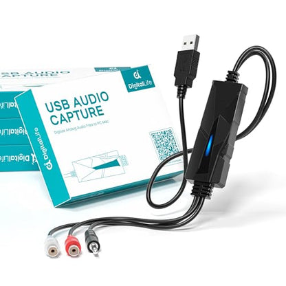 DigitalLife AuralynX USB Audio Capture Device | Convert Cassette Tapes to MP3, RCA & 3.5mm Input, Compatible with Windows,Mac & Linux,for Content Creator & Educator(4-Pack) - size: 4-Pack/AuralynA
