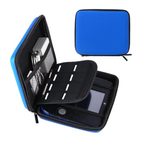 Carrying Case for 2DS Console and Accessories, Hard Shell Protective Travel Case, with 8 Game Slot and Inner Pocket, Wrist Strap (Blue) - color: Blue
