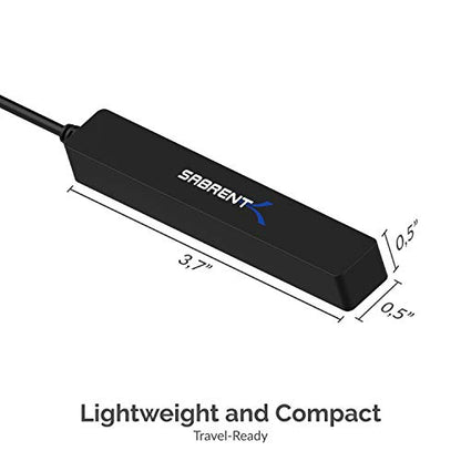 SABRENT 4-Port Portable USB 2.0 Hub for Laptop & Tablet (HB-MCRM) | Compact travel hub; 9.5-inch cable; for Ultrabook, MacBook Air, Windows tablet PC - size: 4-PORT