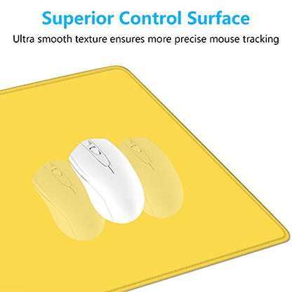 Dapesuom Large Gaming Mouse Pad, Extended Mouse Mat with Stitched Edges, Full Size Keyboard Pad with Non-Slip Base, Big XXL Computer Desk Mats for Gamer, Laptop, Office, 31.5 x 15.7in, Yellow - color: Apricot Yellow, size: 31.5L x 15.7W inches