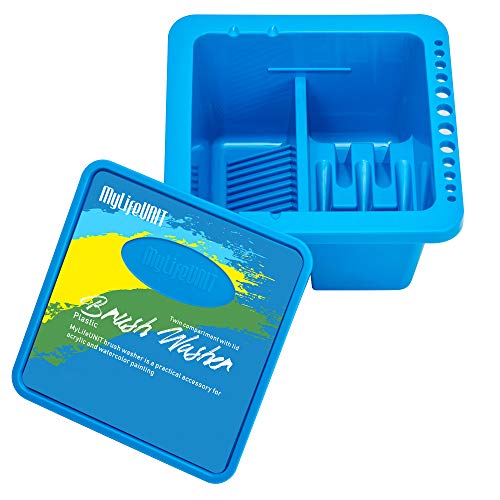 MyLifeUNIT Paint Brush Cleaner, Paint Brush Holder and Organizers for Acrylic, Watercolor, and Water-Based Paints (Blue) - color: Blue