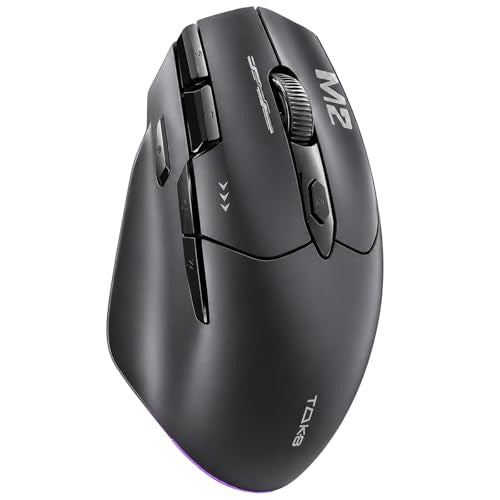 TMKB M2 Wireless Gaming Mouse, 24K DPI, Tri-Mode 2.4G/BT/USB-C, 9 Buttons | Lightweight Ergonomic Grip, Programmable, 600mAh Rechargeable, DPI-Shift Button, RGB lighting, PTFE Feet, for PC Laptop Mac
