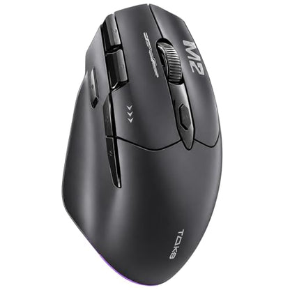 TMKB M2 Wireless Gaming Mouse, 24K DPI, Tri-Mode 2.4G/BT/USB-C, 9 Buttons | Lightweight Ergonomic Grip, Programmable, 600mAh Rechargeable, DPI-Shift Button, RGB lighting, PTFE Feet, for PC Laptop Mac