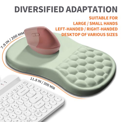 Ergonomic Joint Wrist Support Mouse Pad with Memory Foam Cushion Massage Bump, Carpal Tunnel Pain Relief Mousepad Slope Design for Wrist Rest, 11.8x7.9 in, DarkSeaGreen - color: DarkSeaGreen