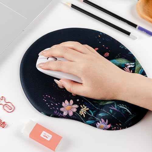 Mr. Pen- Ergonomic Mouse Pad with Wrist Rest, Midnight Bloom Design | Breathable Fabric with Memory Foam Cushion, Non-Slip Rubber Base, Gel Mouse Pad with Wrist Support - color: Midnight Bloom